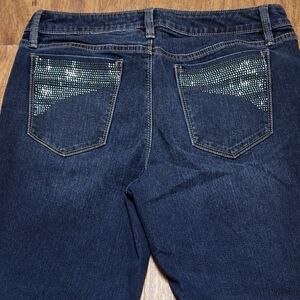 NWOT 'Apt. 9' Mid-Rise Dark Blue Bootcut Jeans- Embellished Pockets- Size 8